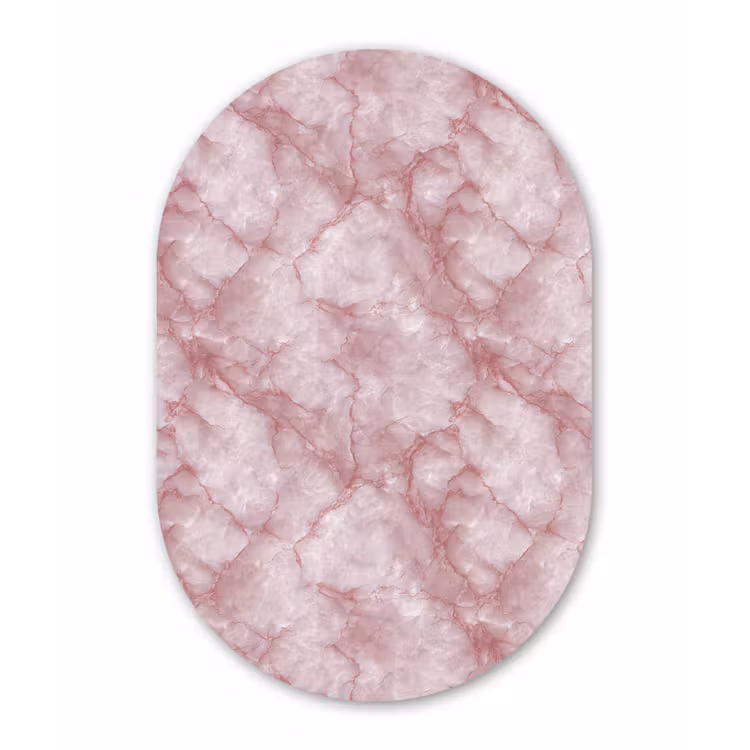 Roze - Kwartsmarmer - Aders Wandcirkel Ovaal Forex klein 630 -3d