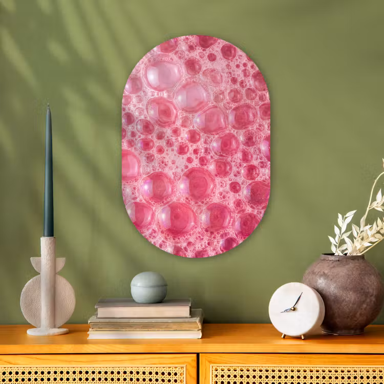Roze - Schuim - Bubbels Wandcirkel Ovaal Forex klein -sfeer2