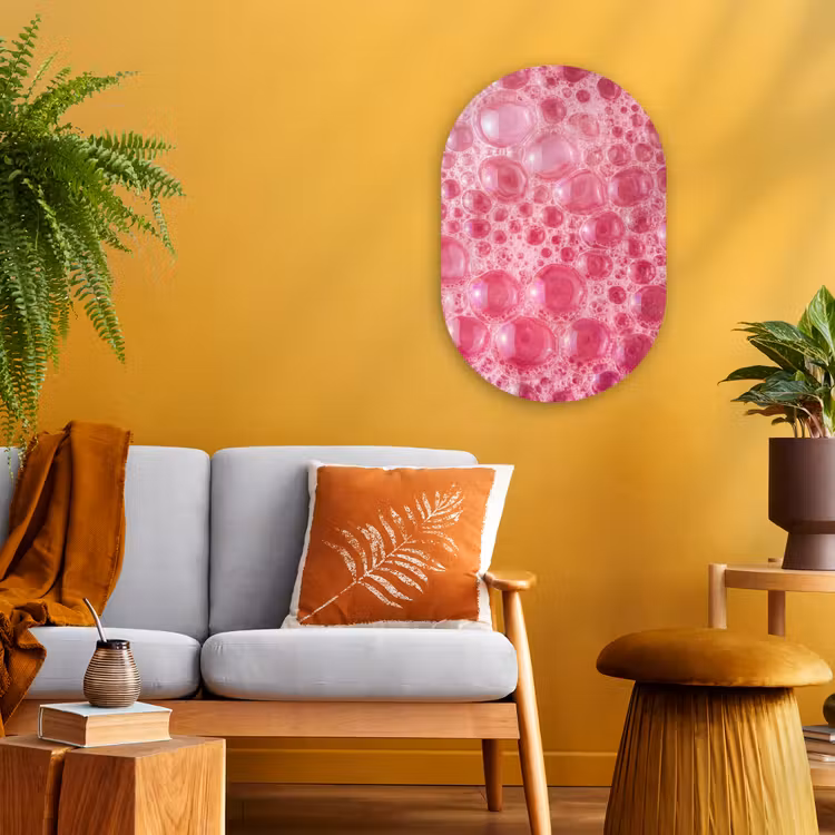 Roze - Schuim - Bubbels Wandcirkel Ovaal Forex klein -sfeer4