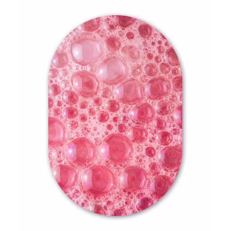 Roze - Schuim - Bubbels Wandcirkel Ovaal Forex klein -3d