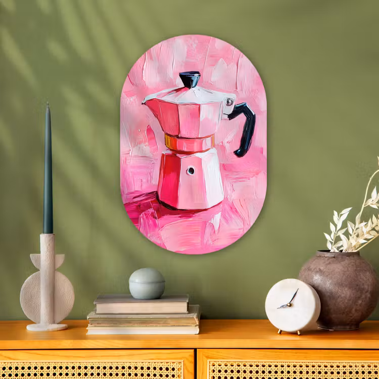Roze - Verf - Coffee Wandcirkel Ovaal Forex klein -sfeer2