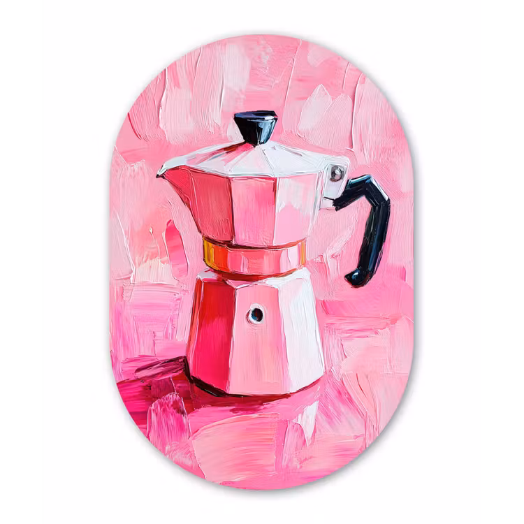 Roze - Verf - Coffee Wandcirkel Ovaal Forex klein -3d