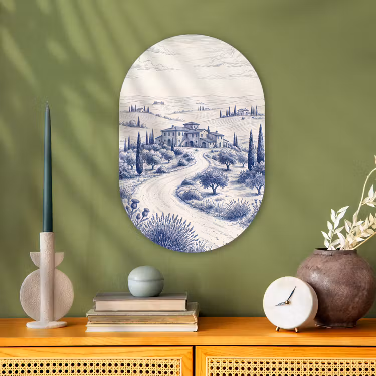 Rustiek - Landgoed - Blauw Wandcirkel Ovaal Forex klein -sfeer2