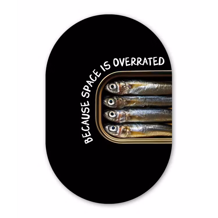Sardines - Tekst - Vis - Blik Wandcirkel Ovaal Forex klein -3d