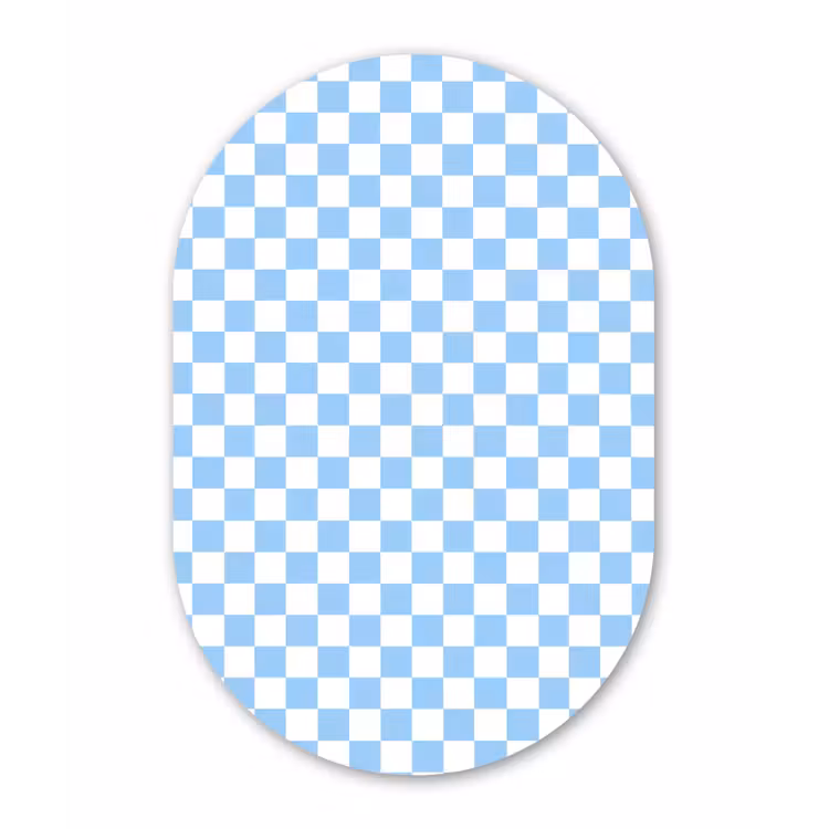Schaakbord - Klassiek - Blauw Wandcirkel Ovaal Forex klein 630 -3d