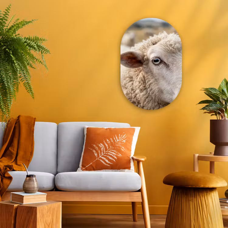 Schaap - Oog - Wit Wandcirkel Ovaal Forex klein -sfeer4