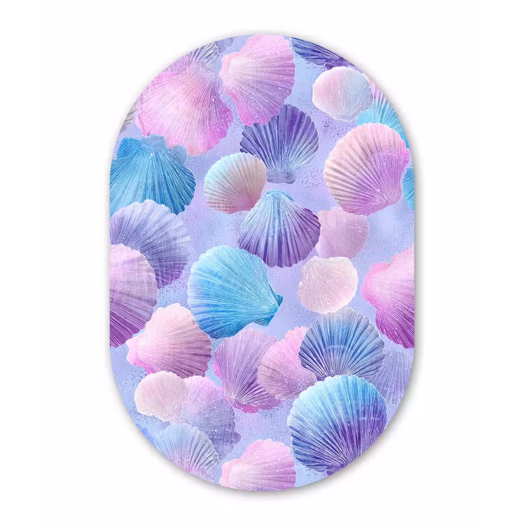 Schelpen - Paars - Blauw - Patroon Wandcirkel Ovaal Forex klein -3d
