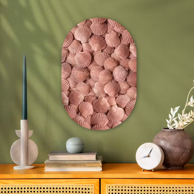 Schelpen - Patroon - Roze Wandcirkel Ovaal Forex klein -sfeer2