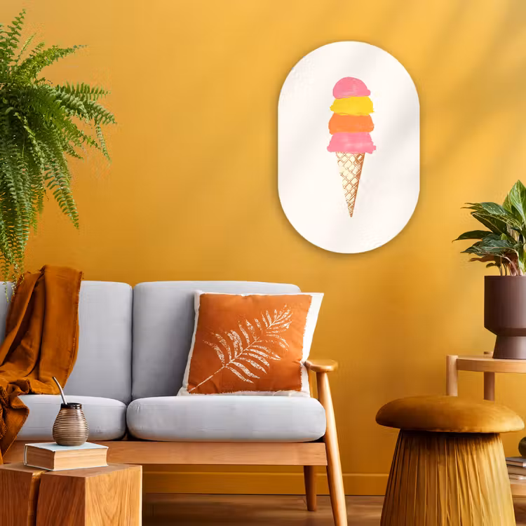 Schepijs - Hoorntje - Illustratie - Minimalistisch Wandcirkel Ovaal Forex klein -sfeer4
