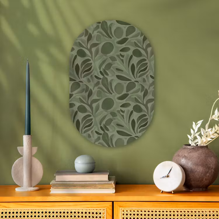 Sereen - Bladeren - Groen Wandcirkel Ovaal Forex klein 630 -sfeer2