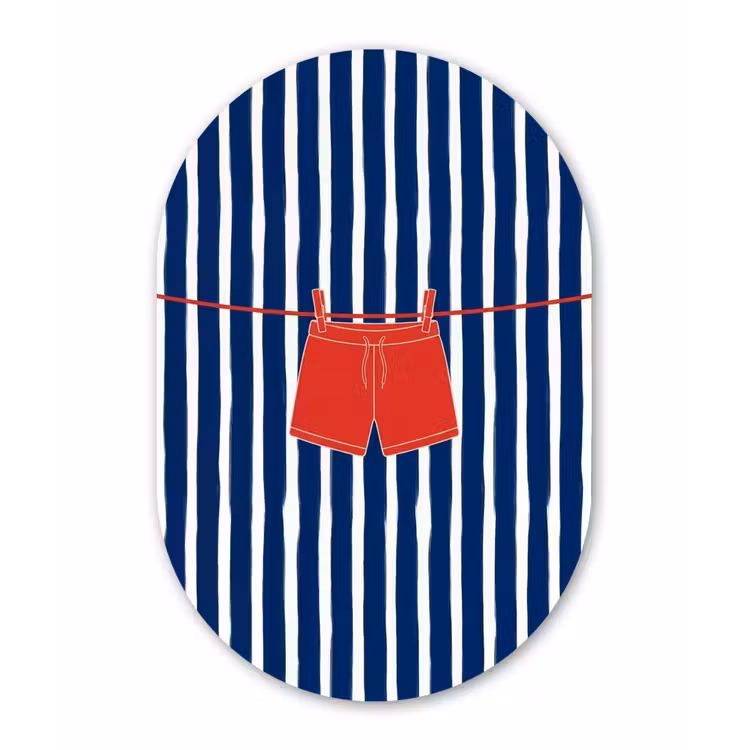 Shorts - Waslijn - Zomer - Illustratie - Rood Wandcirkel Ovaal Forex klein -3d