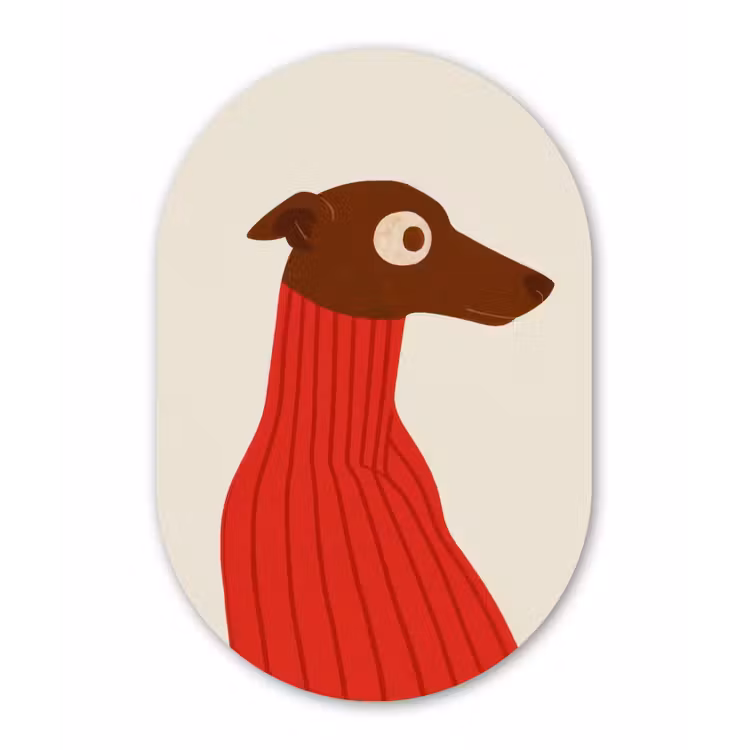 Silhouet - Hond - Trui - Rood Wandcirkel Ovaal Forex klein -3d