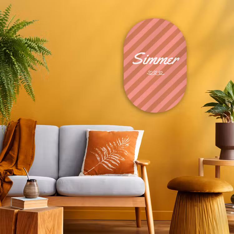 Simmer - Hartjes - Strepen - Roze Wandcirkel Ovaal Forex klein -sfeer4