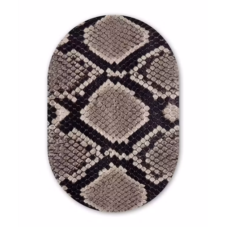 Slangenleer - Patroon - Beige Wandcirkel Ovaal Forex klein -3d