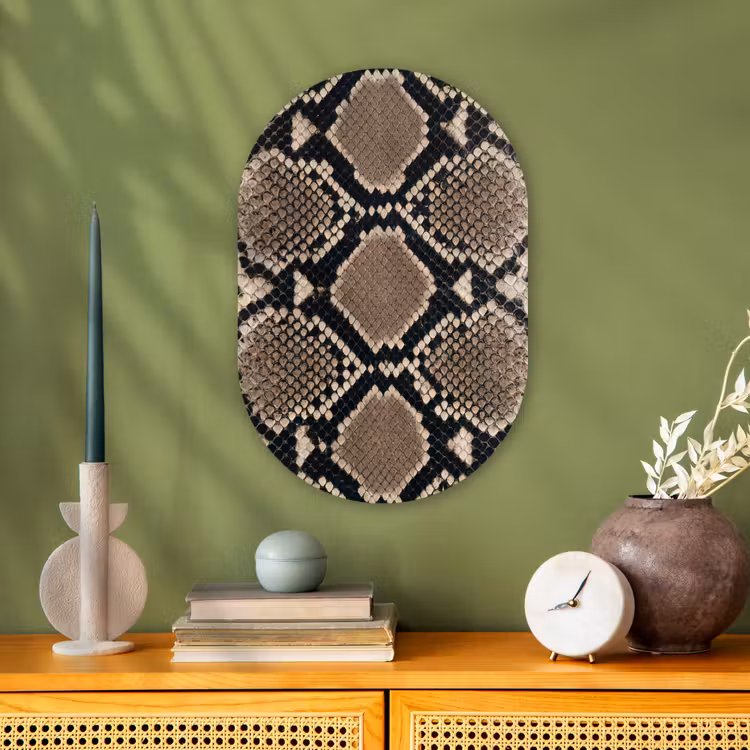 Slangenprint - Python - Bruin Wandcirkel Ovaal Forex klein -sfeer2