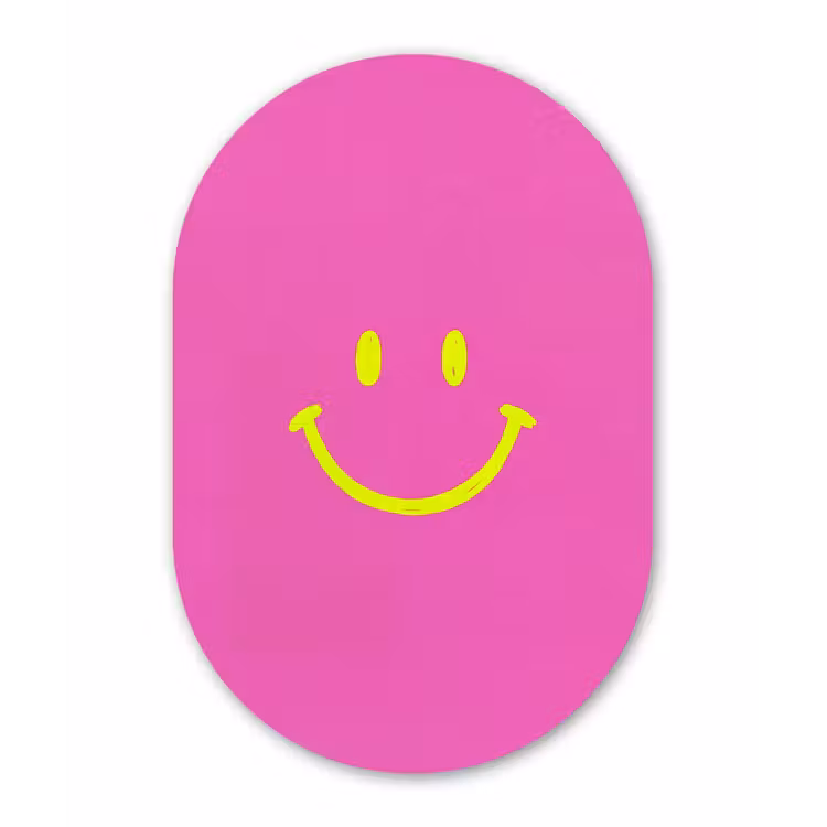 Smiley - Vrolijk - Roze Wandcirkel Ovaal Forex klein -3d