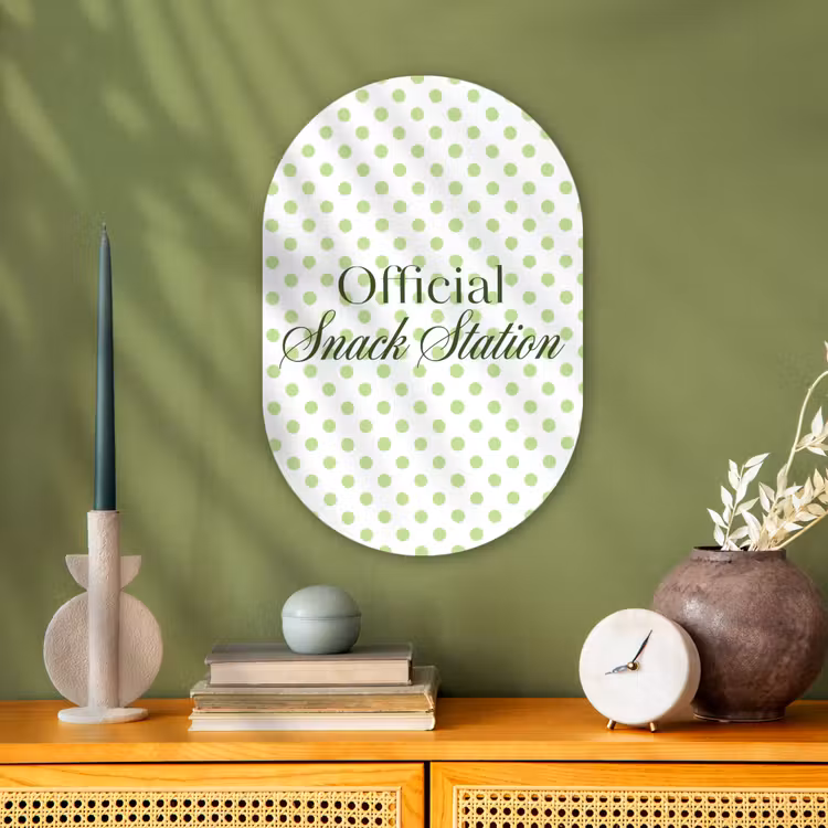 Snack Station - Groen - Stippen Wandcirkel Ovaal Forex klein -sfeer2