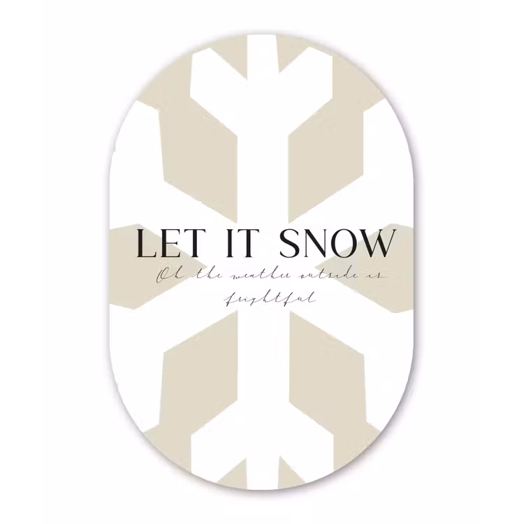 Sneeuw - Japandi - Winter - Decoratie Wandcirkel Ovaal Forex klein -3d