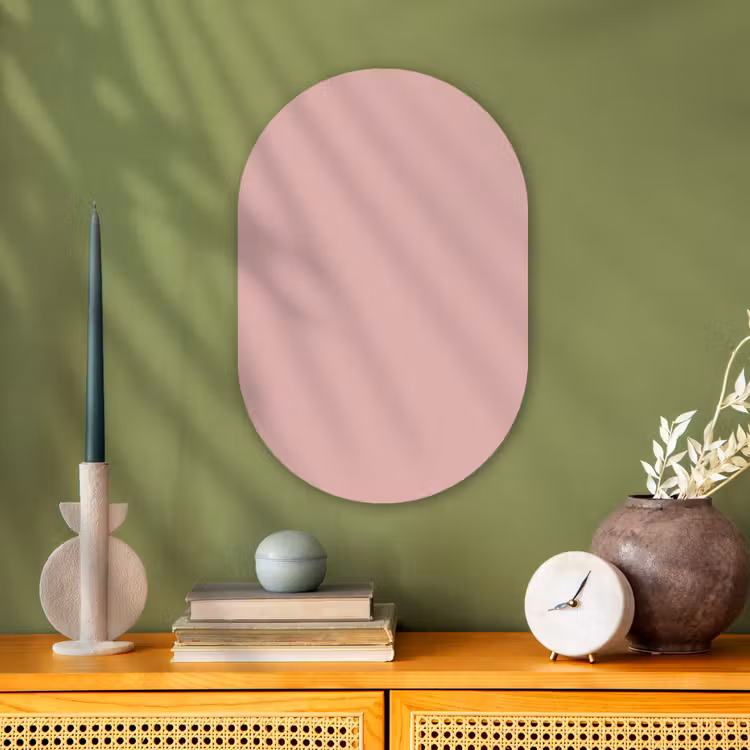 Soft - Blush - Roze Wandcirkel Ovaal Forex klein 630 -sfeer2