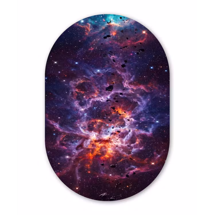 Space - Stars - Abstract - Colorful Wandcirkel Ovaal Forex klein -3d