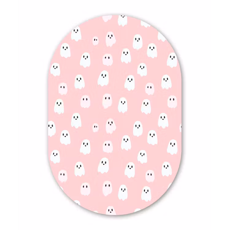 Spookjes - Patroon - Roze Wandcirkel Ovaal Forex klein 630 -3d