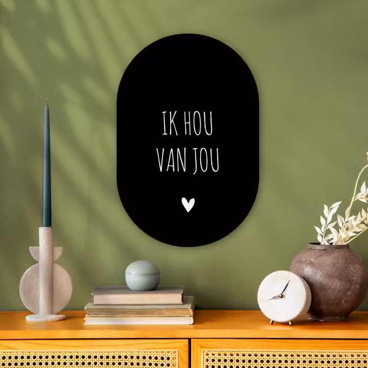 Spreuken - Ik hou van jou - Quotes Wandcirkel Ovaal Forex klein -sfeer2