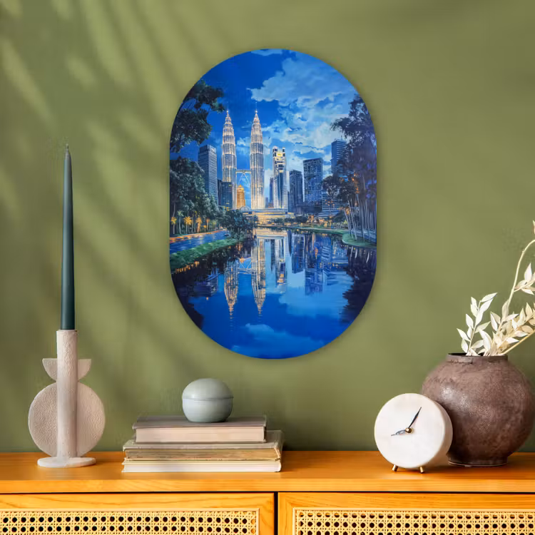 Stad Kuala Lumpur - Skyline - Wolkenkrabbers - Water Wandcirkel Ovaal Forex klein -sfeer2