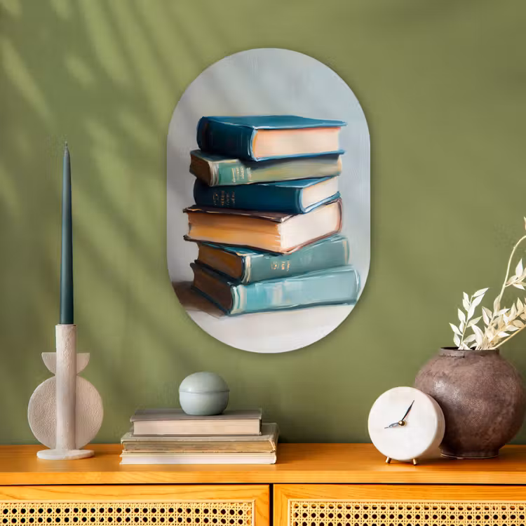 Stapel - Boeken - Groen - Daglicht Wandcirkel Ovaal Forex klein -sfeer2