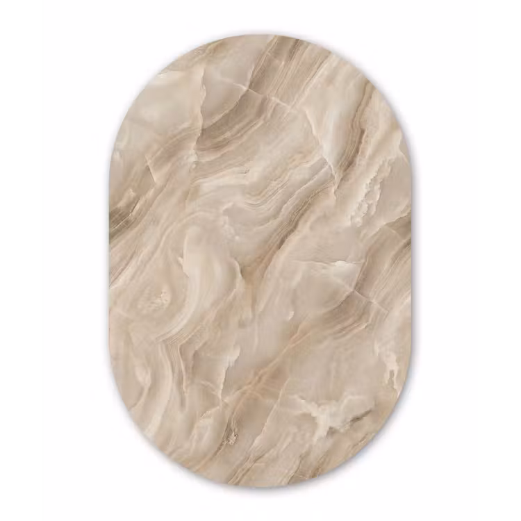 Steen - Golvend - Abstract - Beige Wandcirkel Ovaal Forex klein -3d
