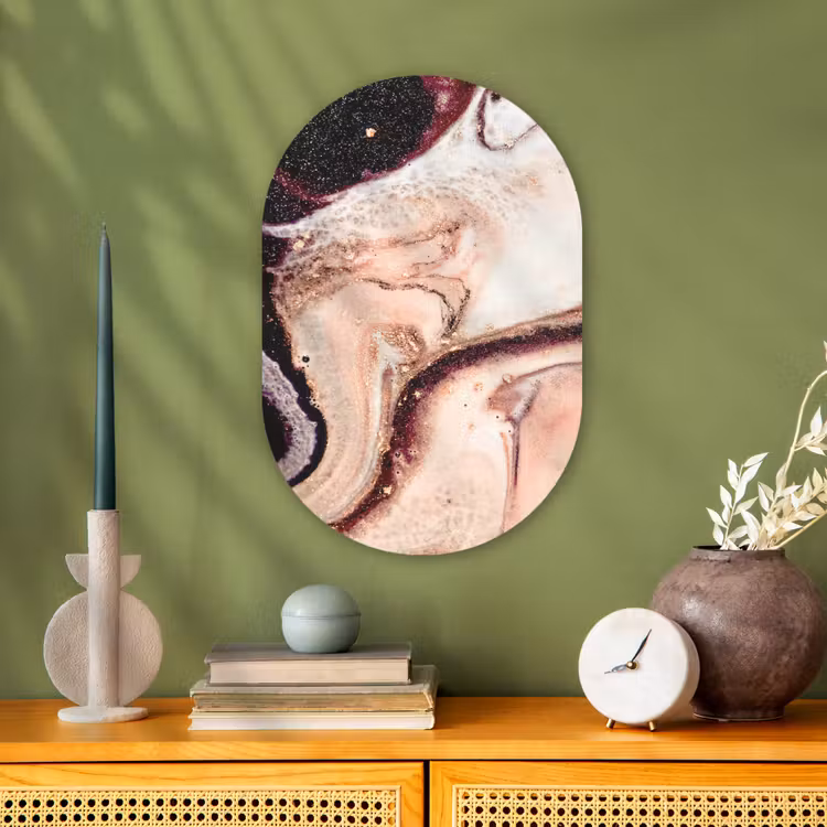Steen - Marmer - Edelsteen - Abstract - Natuur - Roze Wandcirkel Ovaal Forex klein -sfeer2