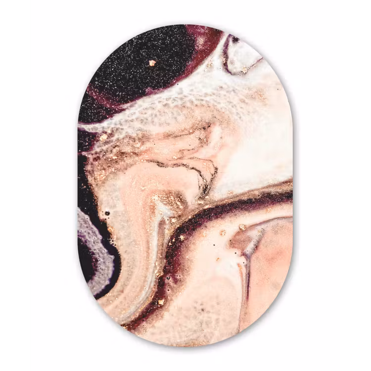 Steen - Marmer - Edelsteen - Abstract - Natuur - Roze Wandcirkel Ovaal Forex klein -3d