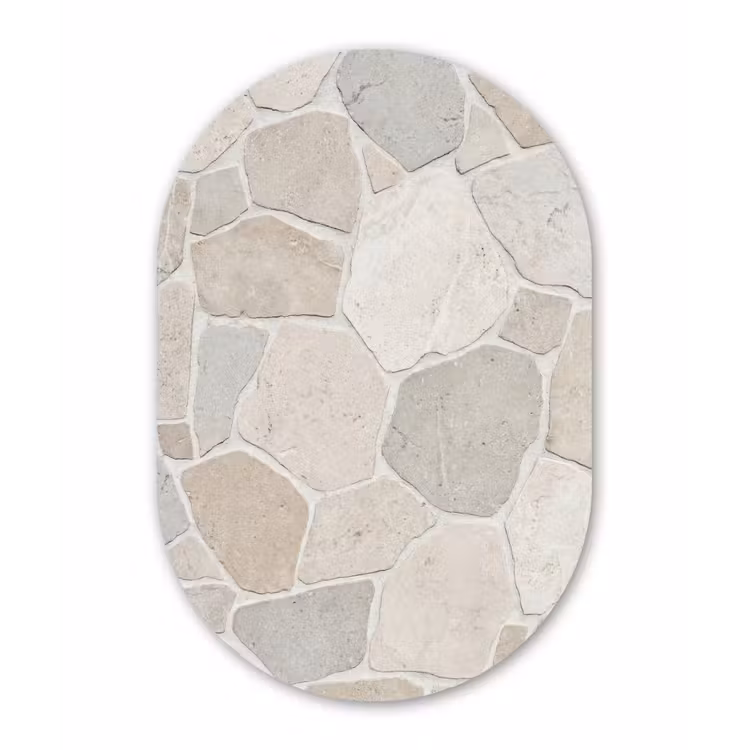 Steen - Patroon - Textuur - Beige Wandcirkel Ovaal Forex klein -3d
