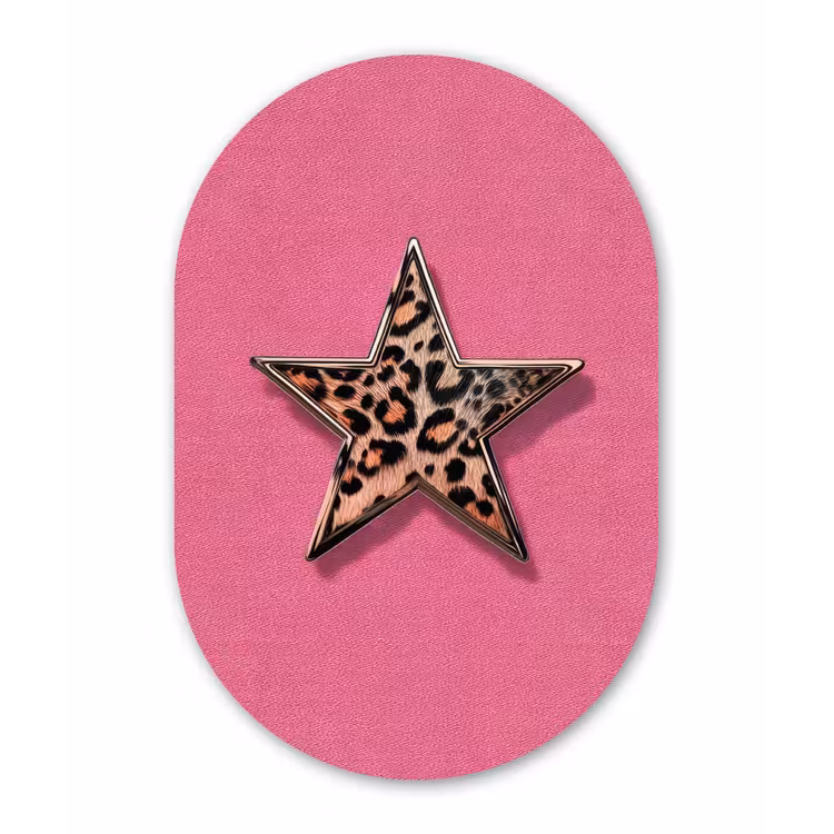 Ster - Luipaard - Print - Roze Wandcirkel Ovaal Forex klein -3d