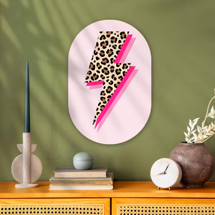 Stippen - Roze - Bliksem Wandcirkel Ovaal Forex klein -sfeer2