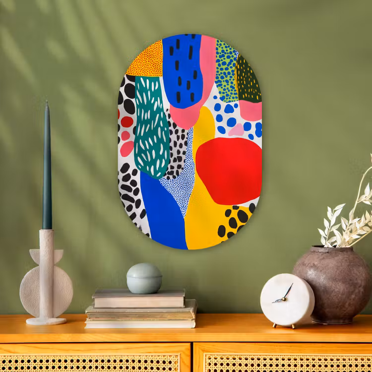 Stippen - Vormen - Modern - Kleuren Wandcirkel Ovaal Forex klein -sfeer2