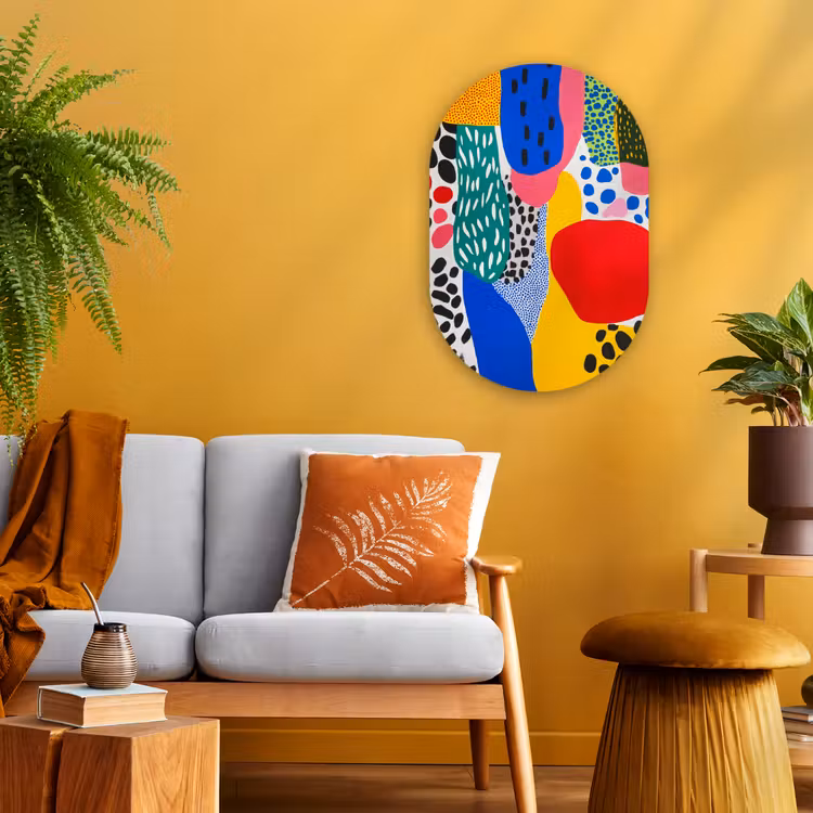 Stippen - Vormen - Modern - Kleuren Wandcirkel Ovaal Forex klein -sfeer4