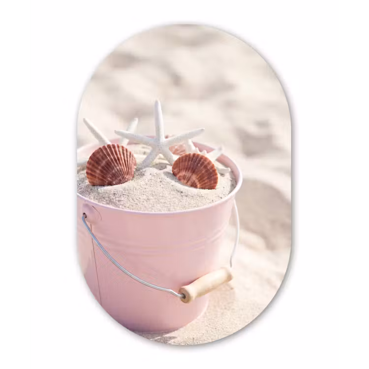 Strand - Schelpen - Zomer - Roze - Decoratie Wandcirkel Ovaal Forex klein -3d