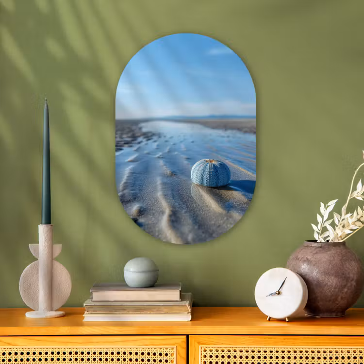 Strand - Schild - Water - Blauw Wandcirkel Ovaal Forex klein -sfeer2