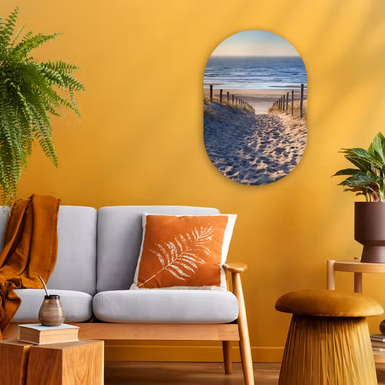 Strand - Zee - Nederland - Duinen - Zon Wandcirkel Ovaal Forex klein -sfeer4