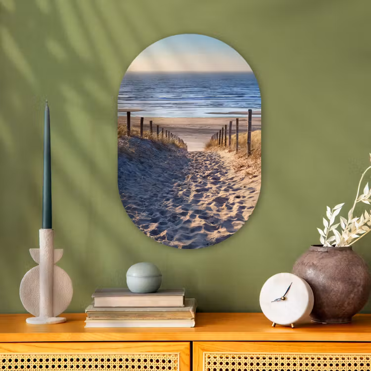 Strand - Zee - Nederland - Duinen - Zon Wandcirkel Ovaal Forex klein -sfeer2