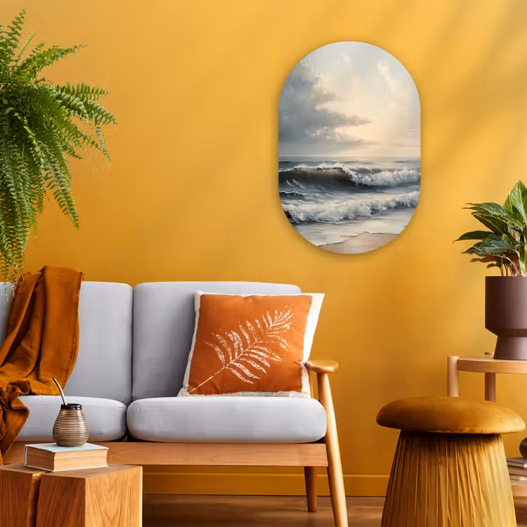 Strand - Zee - Zonsondergang Wandcirkel Ovaal Forex klein -sfeer4