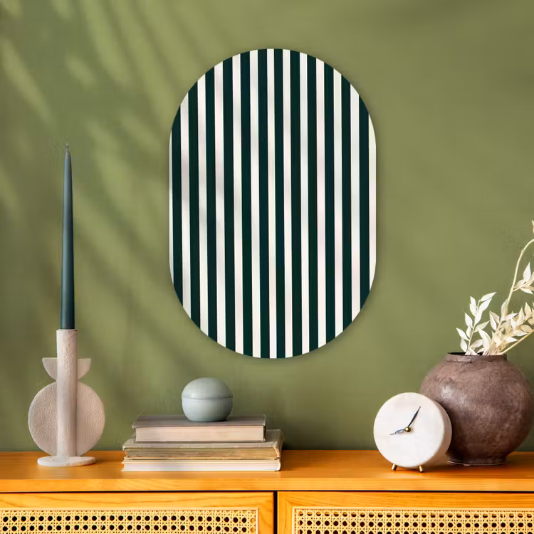 Strepen - Klassiek - Groen Wandcirkel Ovaal Forex klein 630 -sfeer2