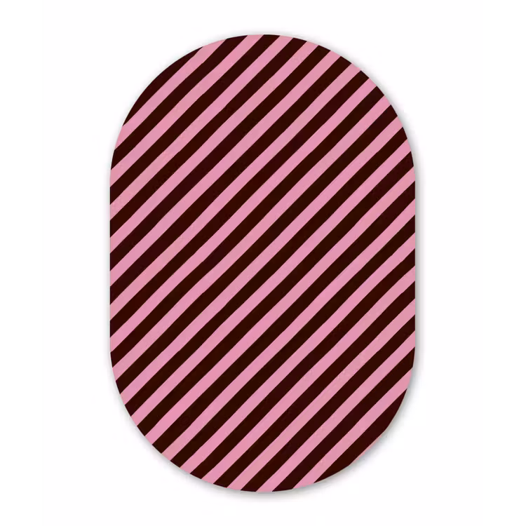Strepen - Roze - Bruin Wandcirkel Ovaal Forex klein 630 -3d