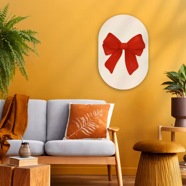Strik - Symmetrisch - Rood - Lint Wandcirkel Ovaal Forex klein -sfeer4