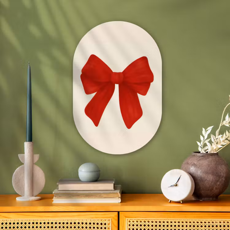 Strik - Symmetrisch - Rood - Lint Wandcirkel Ovaal Forex klein -sfeer2