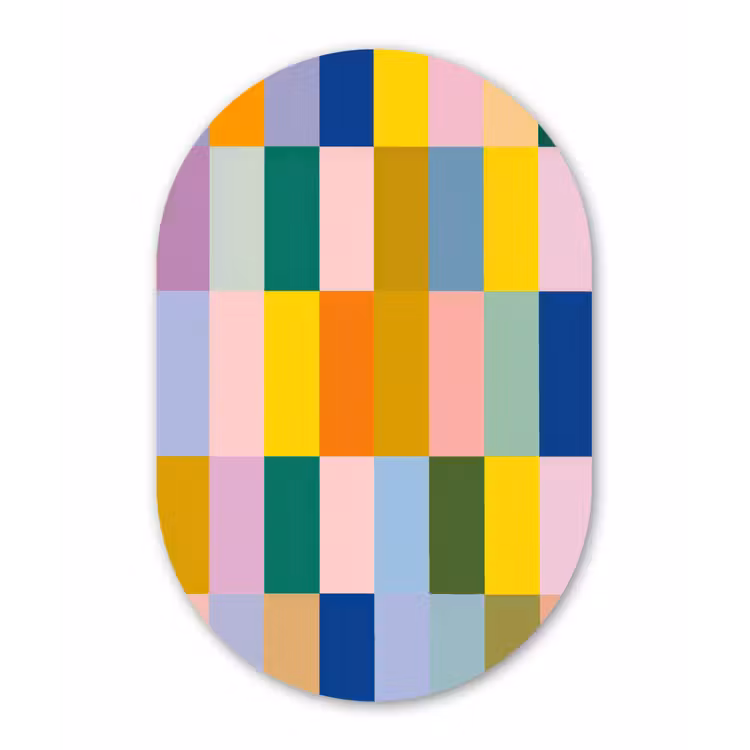 Stroken - Blauw - Patroon - Abstract Wandcirkel Ovaal Forex klein -3d