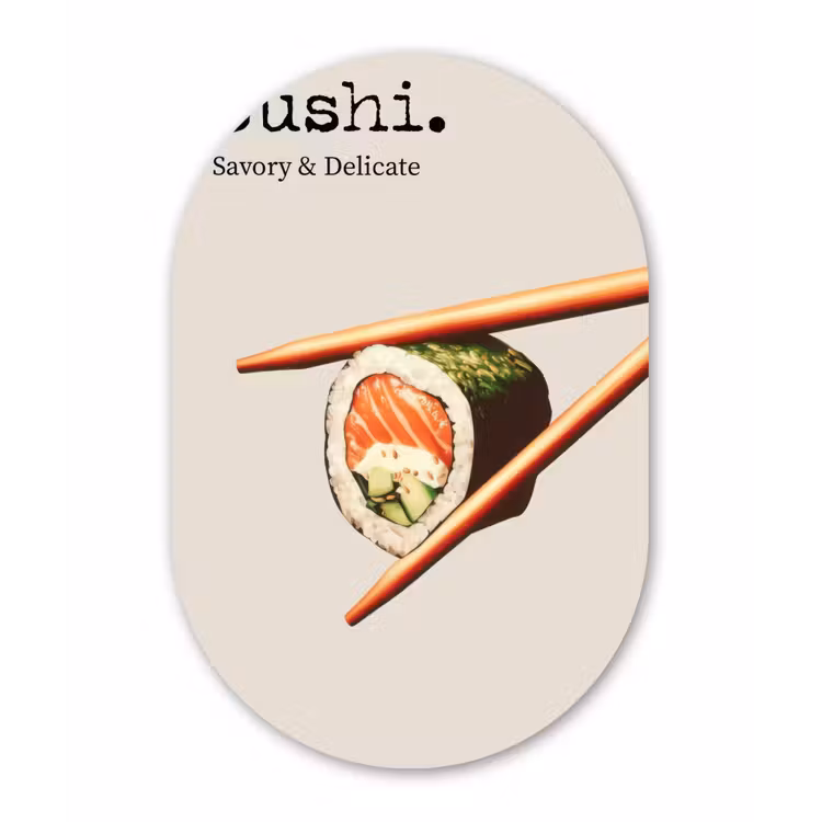 Sushi - Zalm - Rijst - Japans Wandcirkel Ovaal Forex klein -3d