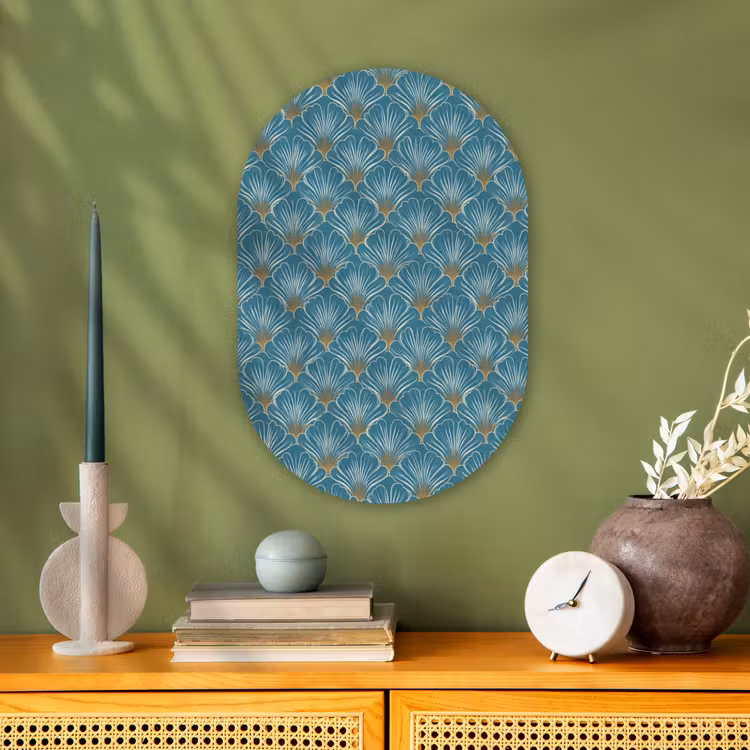 Symmetrisch - Patroon - Blauw Wandcirkel Ovaal Forex klein 630 -sfeer2