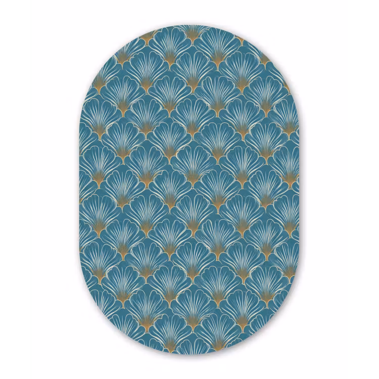 Symmetrisch - Patroon - Blauw Wandcirkel Ovaal Forex klein 630 -3d