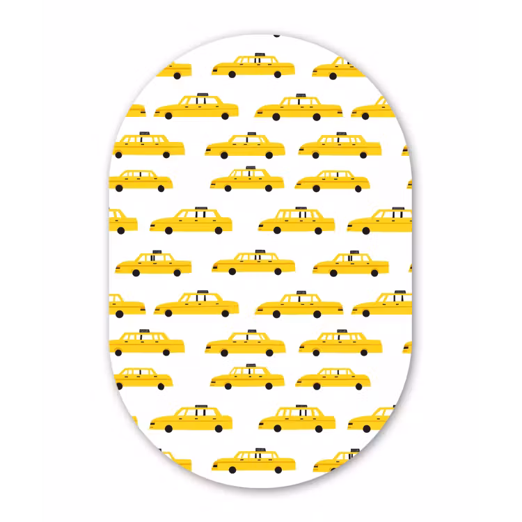 Taxi - Iconisch - Geel Wandcirkel Ovaal Forex klein 630 -3d